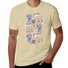 Coffee Love On Blue T-Shirt Vintage Blanks Heavy Weight T Shirts for Men