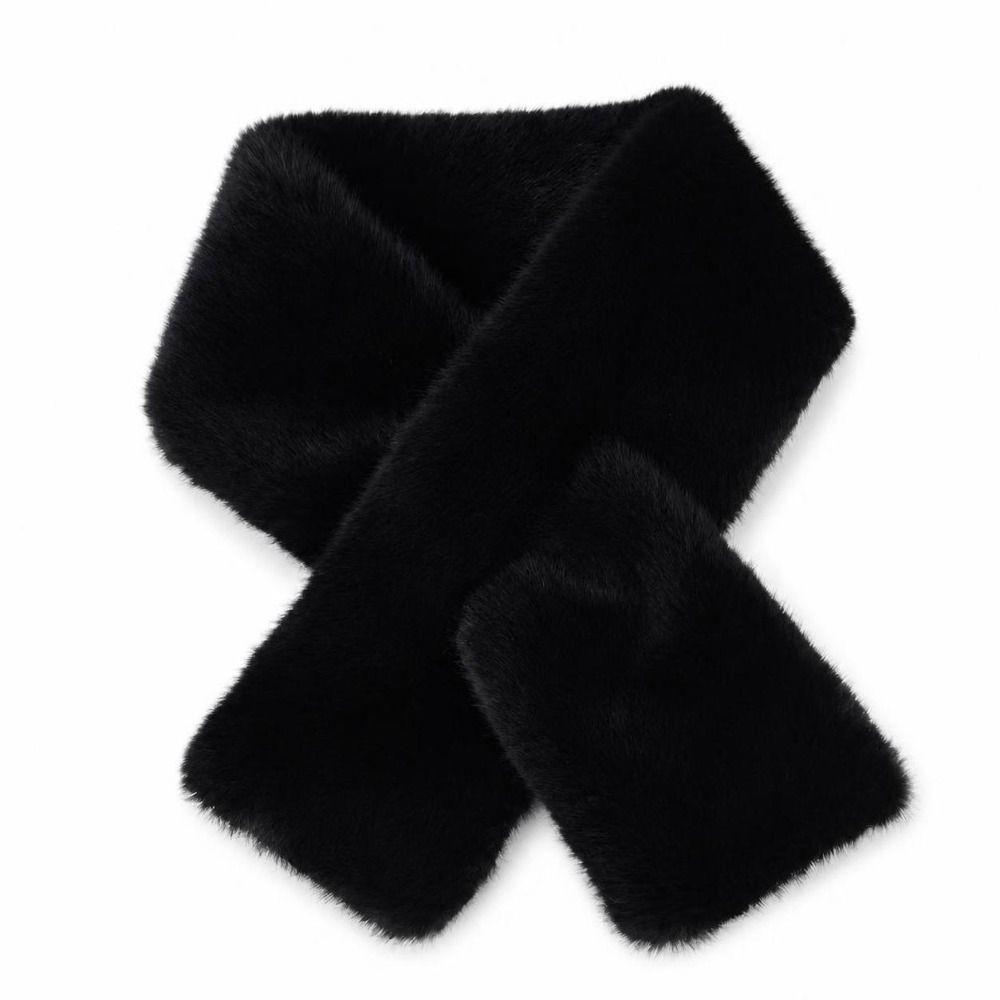 Solid Color Cross Scarf Faux Mink Fur Neckerchief Wrap Faux Rabbit Fur Scarf Autumn Winter
