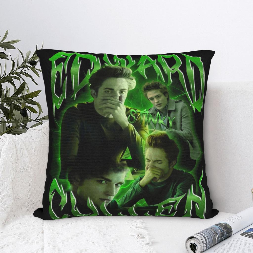 Housse de coussin amusante Edward Cullen Jacob Twilight Housse de coussin rétro tendance Housse de coussin confortable pour chaise canapé Décoration de maison