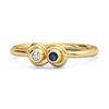 Blue Sapphire Round Dual Stone Stackable Ring - 925  Sterling Silver Gold Vermeil