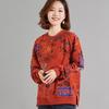 Clearance Spring Loose Fit Round Neck Print T-shirt for Middle-Aged and Elderly Women - Pure Cotton Slimming Sweatshirt