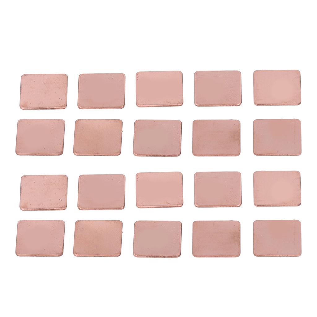 20Pcs Red Copper Heatsink Shim Laptop Graphics Card Heat Sink Sheet CPU GPU Copper Pad Shim Thickness 1.5mm 0.06in