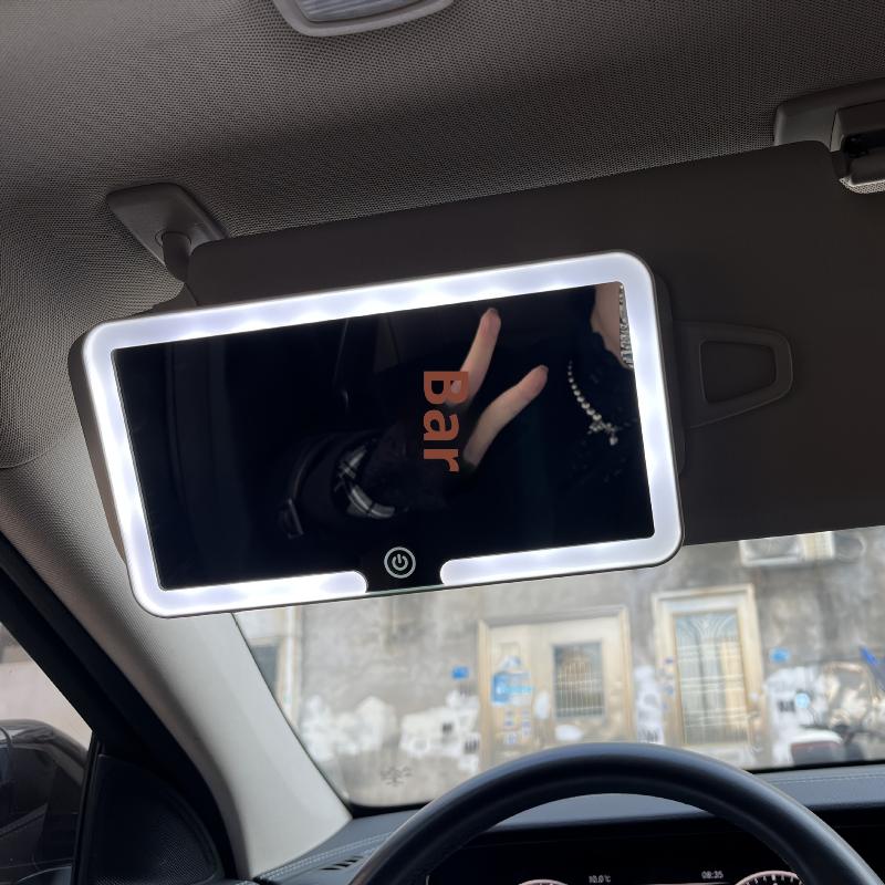 1 Pièce Femmes Rechargeable Lumière d'Appoint Mince Miroir de Courtoisie Miroirs Intérieurs de Voiture Plaque Pare-Soleil Led Miroir de Maquillage HD Pour Filles