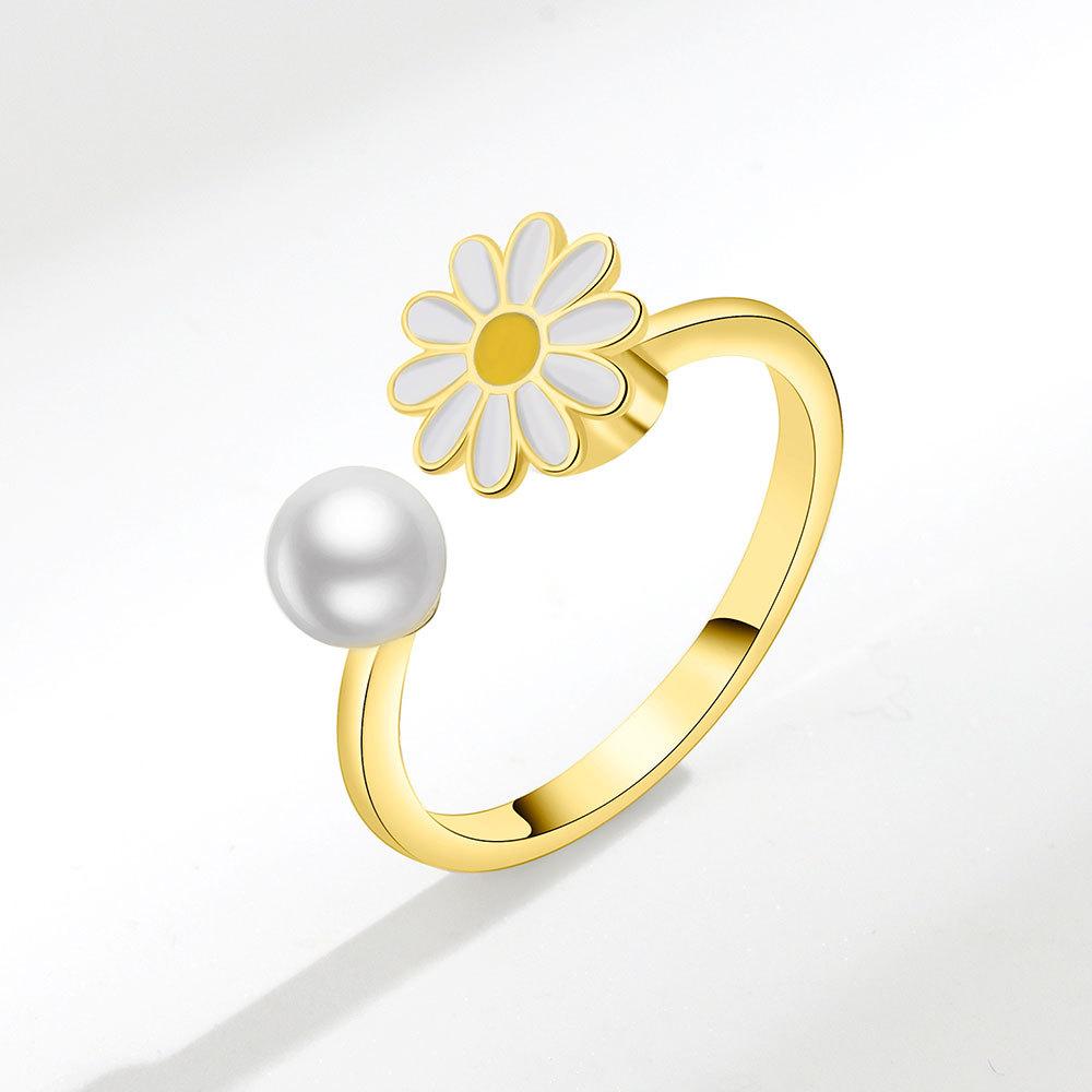 VENTFILLE 925 Sterling Silber Sonnenblume Diamant Zirkon Drehbarer Ring Für Frauen Geschenk Stressabbau Ring Schmuck Großhandel