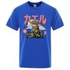 Herren Anime The Last Frog Print T-Shirts Modische Lässige Atmungsaktive Rundhals-Shirts Übergroß Baumwolle Kurzarm Top