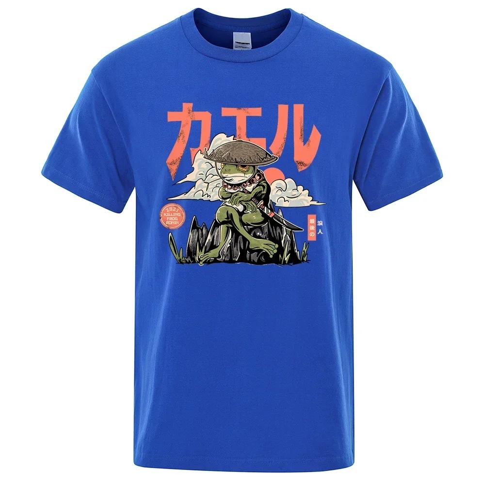 Herren Anime The Last Frog Print T-Shirts Modische Lässige Atmungsaktive Rundhals-Shirts Übergroß Baumwolle Kurzarm Top