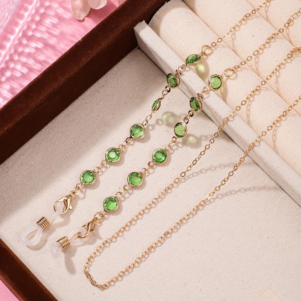 Trendy Colorful Crystal Beads Eyeglass Holder Multicolor Anti Drop Sunglass Lanyard Straps Nonslip Glasses Chain Eye Accessories