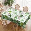 Four-Leaf Clover Plaid Round Tablecloth, Green Hat, Gold Coins Waterproof And Washable, Dining Table Coffee Table Party Cover