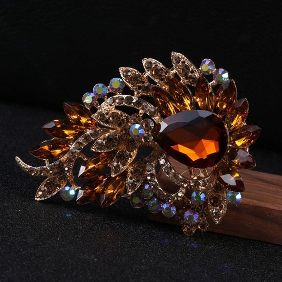 Elegant Colorful Rhinestone Glass Brooch Vibrant Color Irregular Shape Pin Shawl Scarf Suit Collar Badge Outfit Accessories