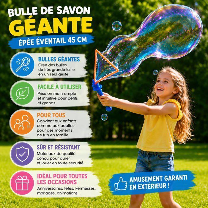 Bubble Wands (4-pack) - SHOP-STORY - Giant Baguettes 45 Cm - Extra-Large Fan Tip - Assorted Colors - 3+ Years