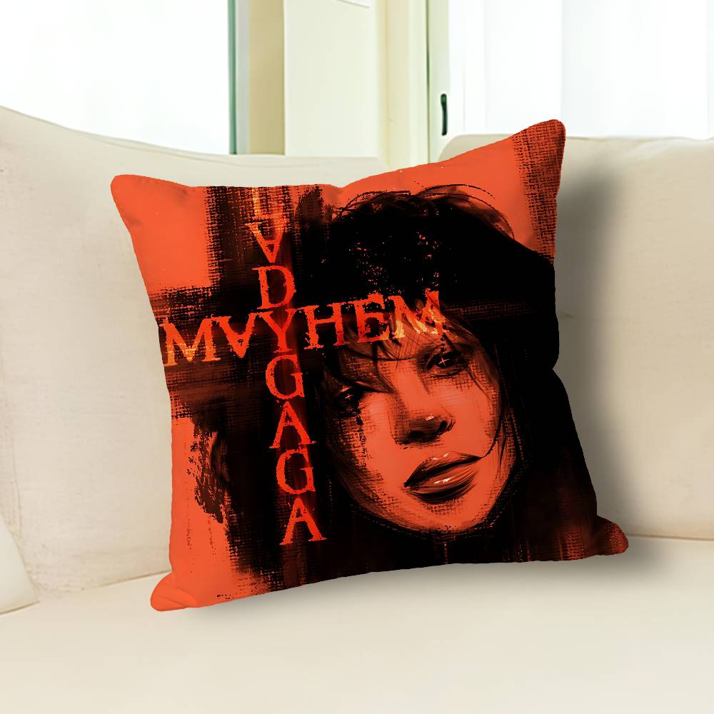 Singer L-Lady Gaga Mayhem Anime Celebrity Merchandise All-Match Printed Pillow Case Sofa Car Office Room Decoration Protector