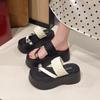 Black Toe Slippers for Women's Summer Wear 2025 New French Stunning High-end Thick Sole Heightening Thai Sandals for Women