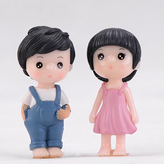 2 Stück entzückende Miniaturen Paare Skulpturen schöne Cartoon PVC zart für Puppenhaus