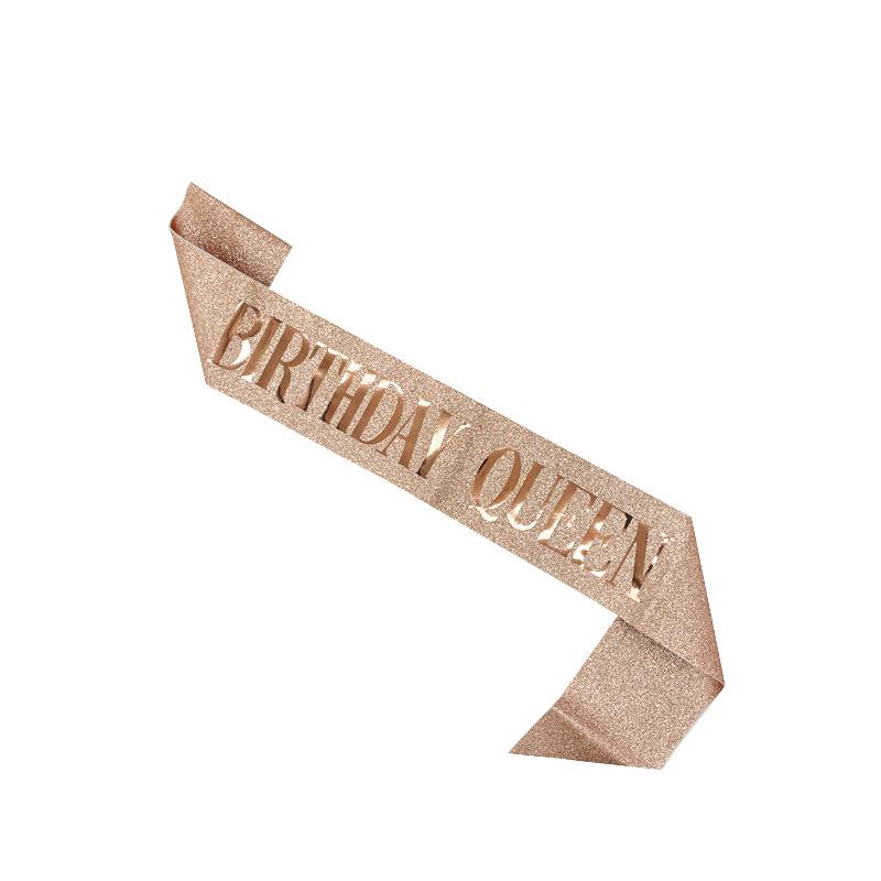 Cross-border Crown Headpiece & Etiquette Sash Set for Birthday & Party Photo Props