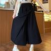 Stylish Neutral Tone Culottes, High Waist Comfortable Fit Pants with Layered Design, Versatile Pants for Casual Outings & Weekends