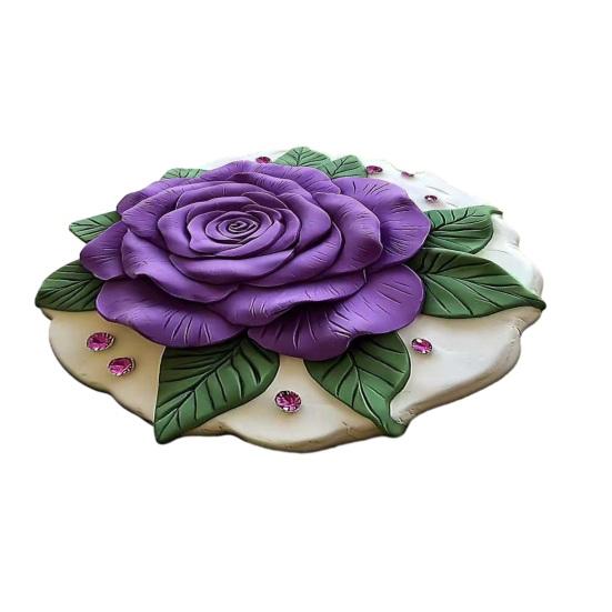 Yousheng Floor Mat 3D Flower Pattern Water-Repellent Bathroom Rug with Anti-Slip Base High-Density Crystal Velvet Bath Mat