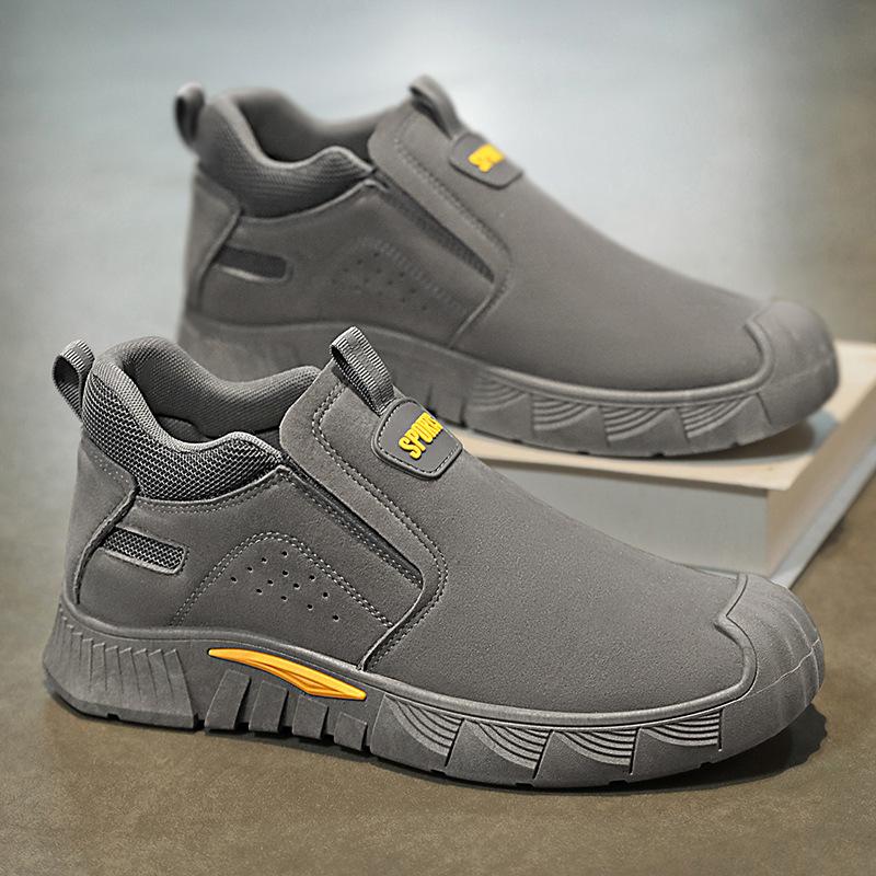 Fashion Men's Breathable Work Shoes Slip-Resistant Soft Sole Comfort Safety Sneakers for Construction Autumn Dirt Proof Tênis Masculino