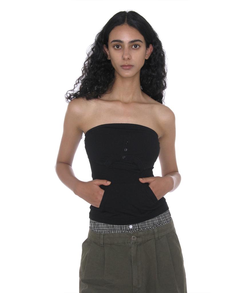 PARTIMENTO WOMEN Deconstructed Strapless Top_Black