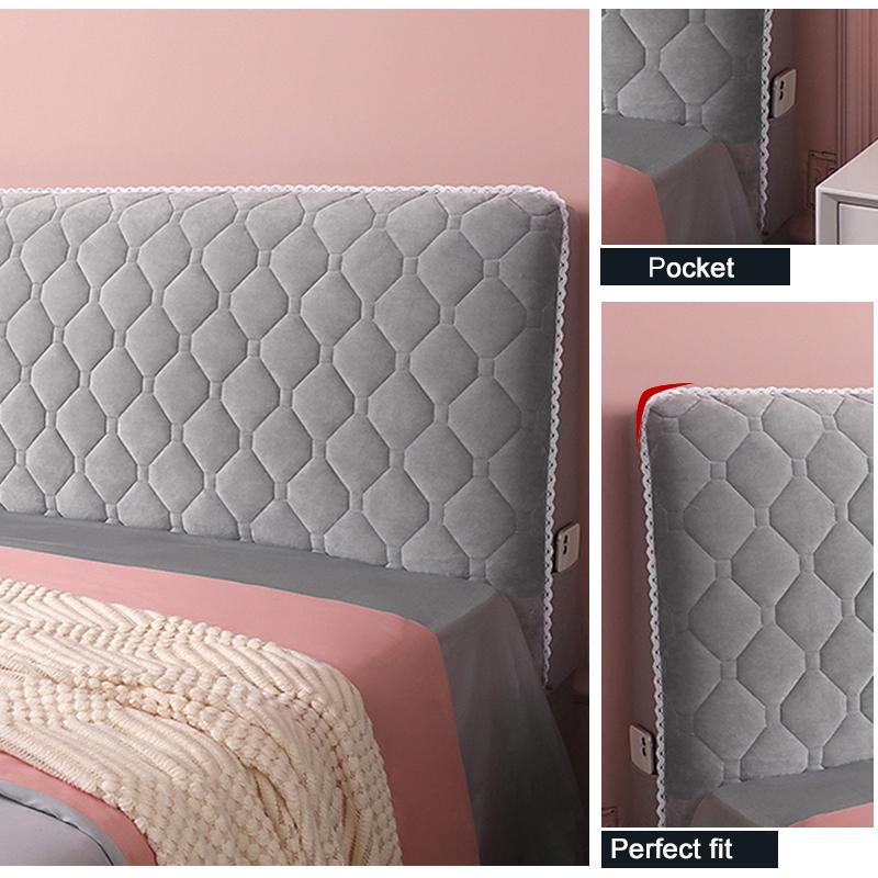 Plaid Quilted Bedhead Cover Thicken Soft Plush Headboard Covers All -Inclusive Velvet Bed Head Cover Washable For Home Hotel