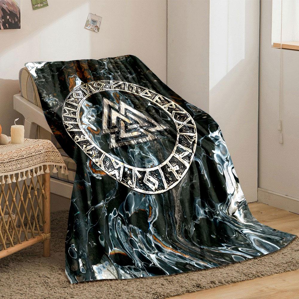 Wikinger Valknut Runen Design Decke Druckdecke weich und gemütlich perfekt für das Wohnzimmer Bett Sofa oder ein Nickerchen, Geschenk