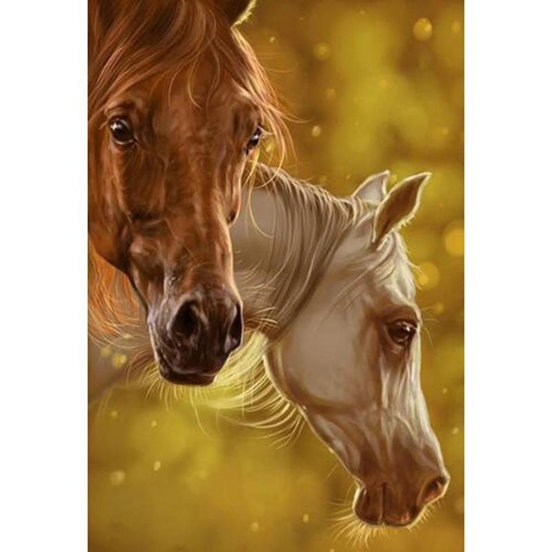 DIY 5D Diamond Painting Cross Stitch Horse Animals Diamond Embroidery Full Round Resin Rhinestones Mosaic Picture Home Decor