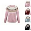 Women's Neck Pullover Sweater Retro Knit Top