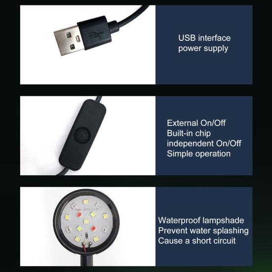 LED akváriové svetlo 360 stupňov nastaviteľné Jednoduché ovládanie Vodotesné univerzálne tubusové svietidlo na akváriá