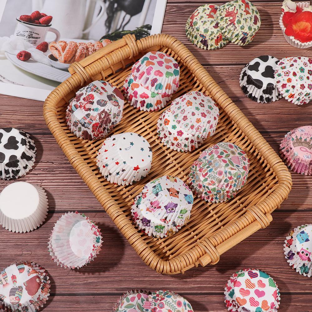 100PCS Muffin Cup Cupcake Baking Mold Grease-proof Cake Paper Cups Animal Flower Bakeware DIY Pastry Tools Kitchen Accessories