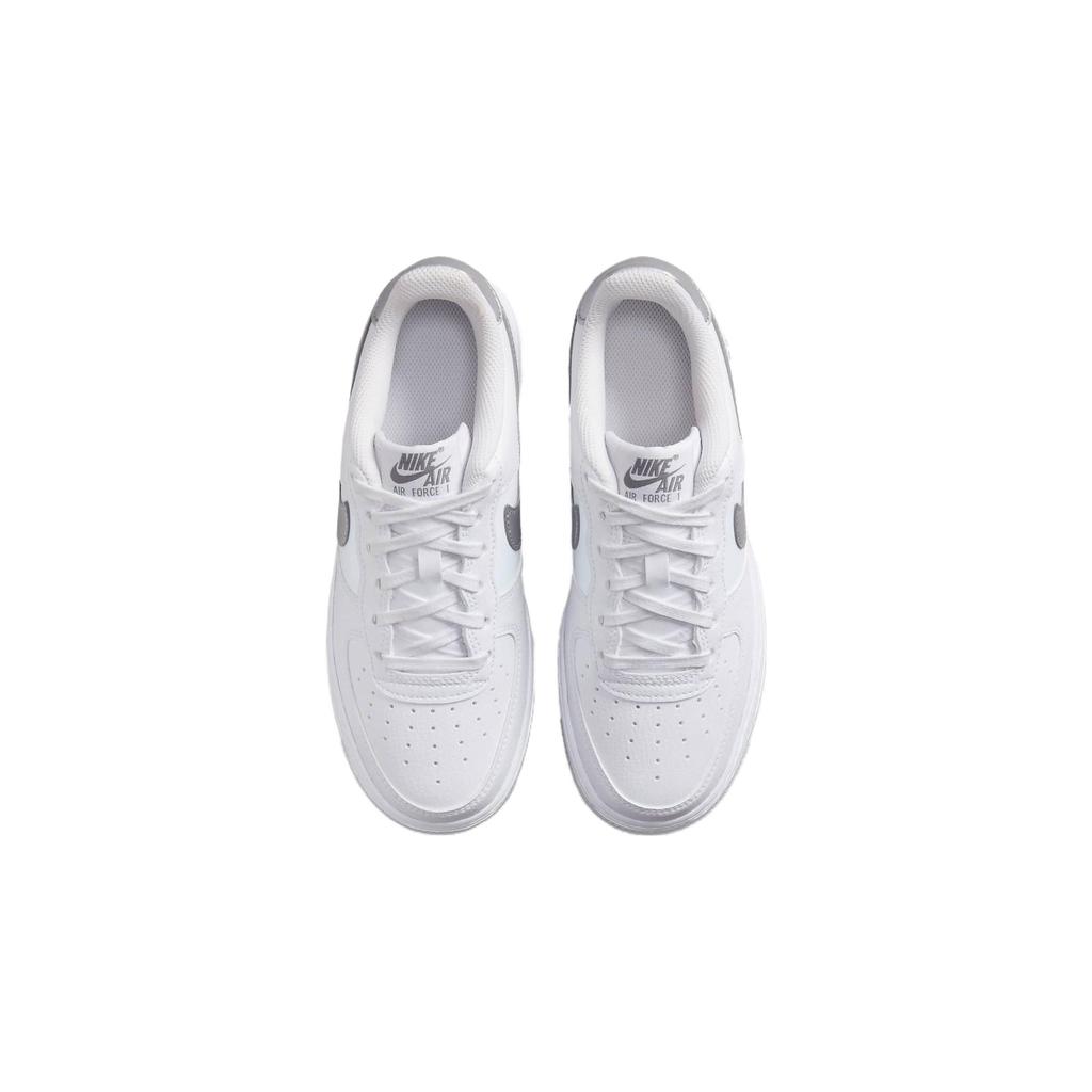 Nike Air Force 1 GS White Football Grey Kids Sneakers Pure-Platinum Metallic-Silver FV3981-100