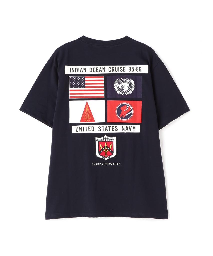 AVIREX TOP GUN SHEETING PATCH T-SHIRT men's 2XL 120 navy 783-3934012