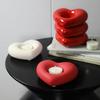 Ceramic Material Heart Shaped Candle Holders Heart Shape Design Decorative Ceramic Candlestick Smooth Surface Red/White Color
