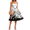 Women's Floral Print Sleeveless Dress Adjustable Straps Casual Midi Dress with Pockets Summer Sundress