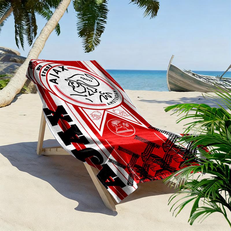 מגבת חוף מודפסת AFC Ajax, מגבת גדולה רכה המתייבשת במהירות לקמפינג חוף שחייה