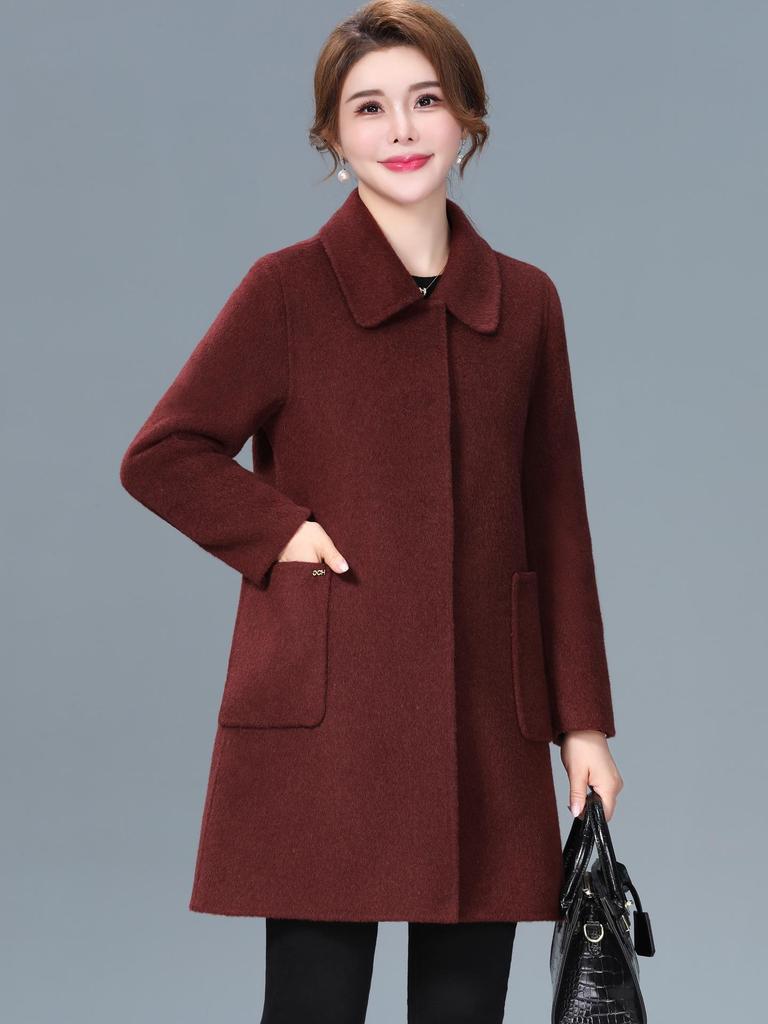 Women's Mid-Length Double-Sided Cashmere Coat for Autumn/Winter 2025 - Elegant Wool Coat for Middle-Aged and Elderly