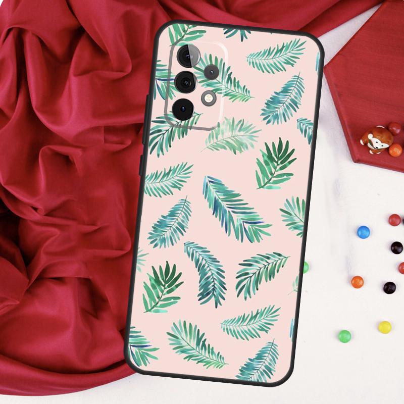 Monstera Leaves Palm Tree Flowers For Samsung Galaxy A55 A53 A33 A13 A35 A15 A36 A56 A26 A16 A22 A32 A52 A54 A34 A06 A05 Case