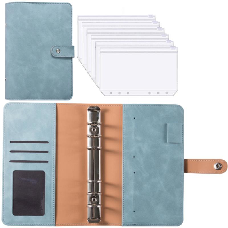 2022 A6 PU Leather Budget Binder Notebook Cash Envelopes System Set,with Binder Pockets for Money Budget Saving Bill Organizer