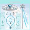 Frozen Elsa Princess Plastic Crown Magic Wand Necklace Earrings Bow Gloves Perfect For Parties And Gatherings