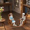 Halloween Home Decoration Chair Figurine Halloween Skeleton Couple Figurine Resin Male Female Ornament Chair Statue Mantel Shelf