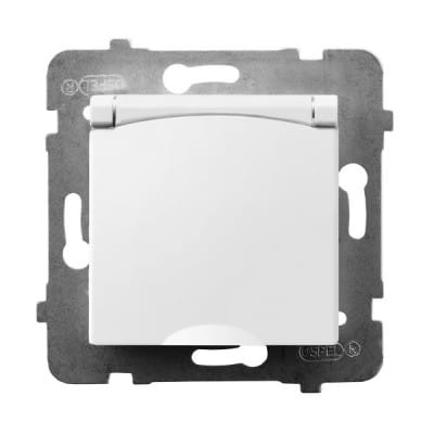 Aria White P/t Single Socket with Grounding 2P+Z IP44 White Flap Without Frame
