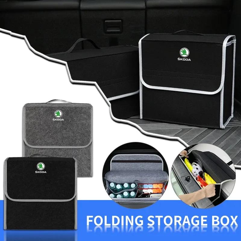 Car Trunk Organizer Box Large Capacity Folding Storage Bag for Skoda Octavia A5 A7 Rapid Kodiaq Karoq Superb Fabia Kamiq VisionS