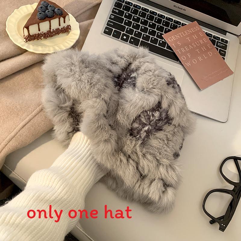 Wool Hat For Women With Faux Rabbit Fur Warmth And Foldable Design For Winter Comfort