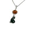 Amber and Black Cat Pendant Necklace
