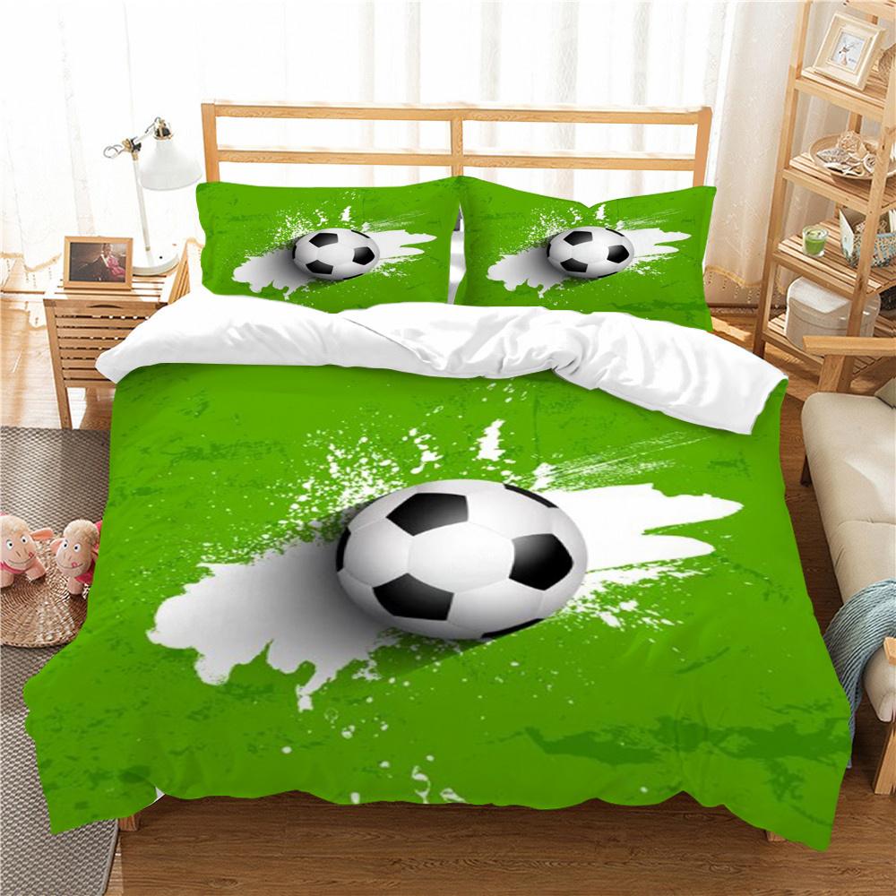Set Copripiumino con Motivo Creativo Stampato 3D Calcio Set Biancheria da Letto per la Casa Ragazzo Uomo Misura Singola Matrimoniale Set Copripiumino Traspirante