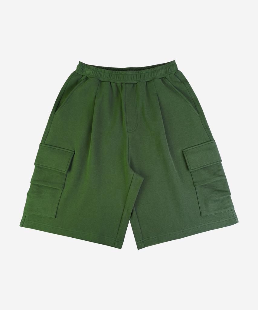 ALEXNAIDEN One-Pleat Wide Cargo Half Pants (Khaki)