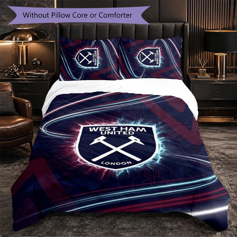 West Ham United Ποδόσφαιρο Σετ Κλινοσκεπασμάτων 3 Τεμαχίων Μαλακό Σετ Κάλυμμα Παπλώματος με Μαξιλαροθήκες Τυπωμένο Σετ Διακόσμησης Υπνοδωματίου για το Σπίτι