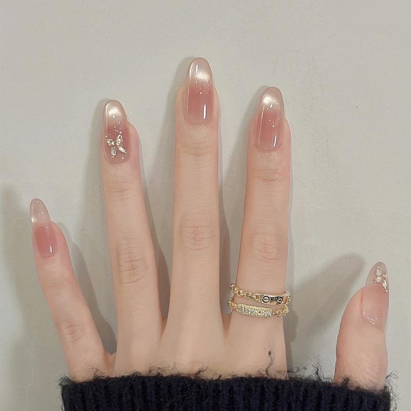 Gradient Amber Gold Foil Removable Nail Stickers - Autumn/Winter Collection