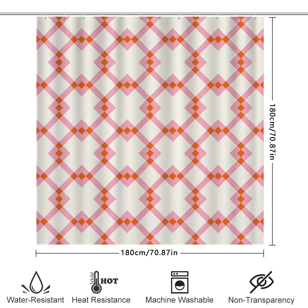 Modern Geometric Printed Waterproof Shower Curtains for Bathroom Decoration Purple White Yellow X Shape Design (200x180cm)