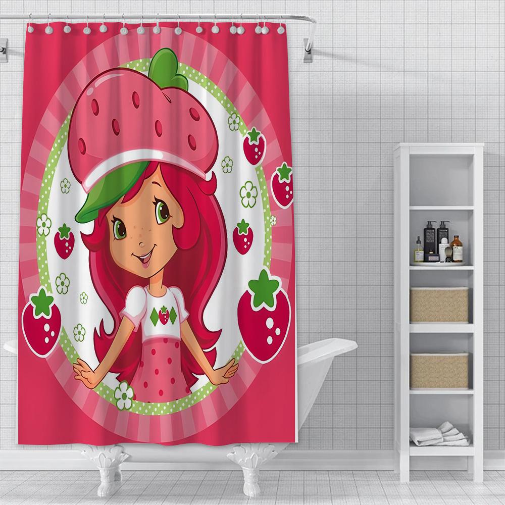 Shower Curtain Waterproof Polyester Fabric Paint Colorful Bath Curtains Strawberry Sweetheart Home Bathroom Decor With Hook