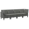 Living Room Set with Cushions 4 Pcs Dark Grey Velvet