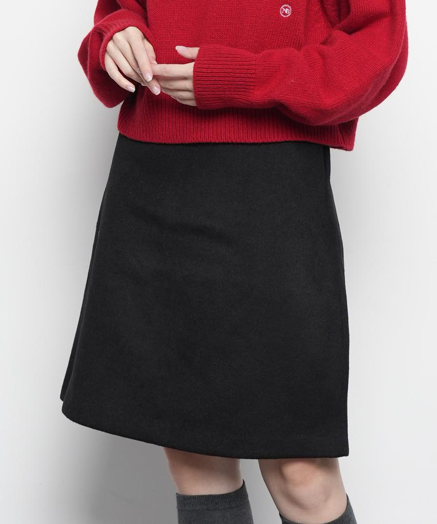 A Bon Women'S Classic Wool Midi Skirt Black
